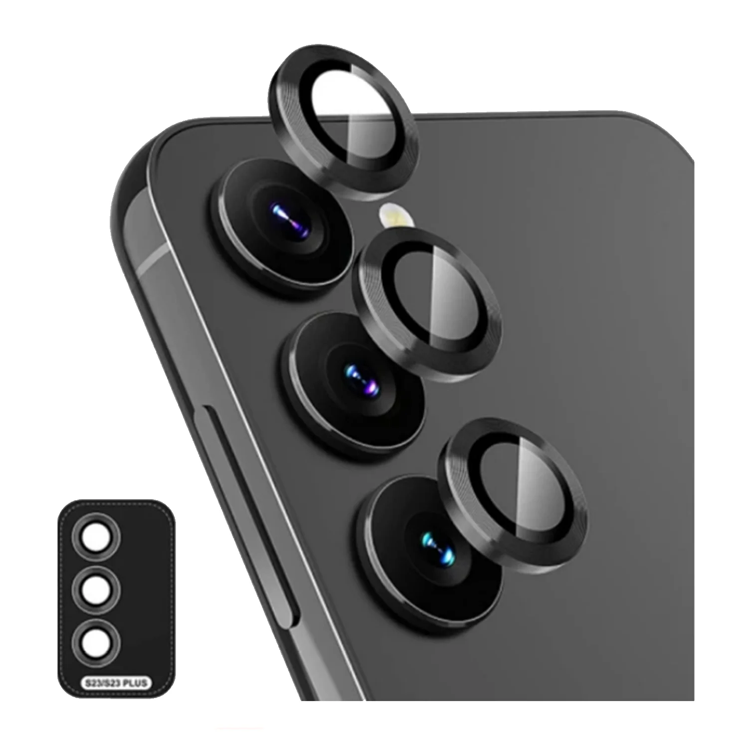 Nettech Samsung Galaxy S23 Plus Uyumlu Şeffaf Çerçeveli Seri Kamera Cam Koruyucu (Siyah) NT-100745