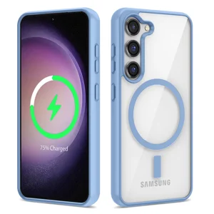 Galaxy S22 Kılıf Magsafe Wireless Şarj Özellikli Silikon Zore Ege Kapak - Mavi