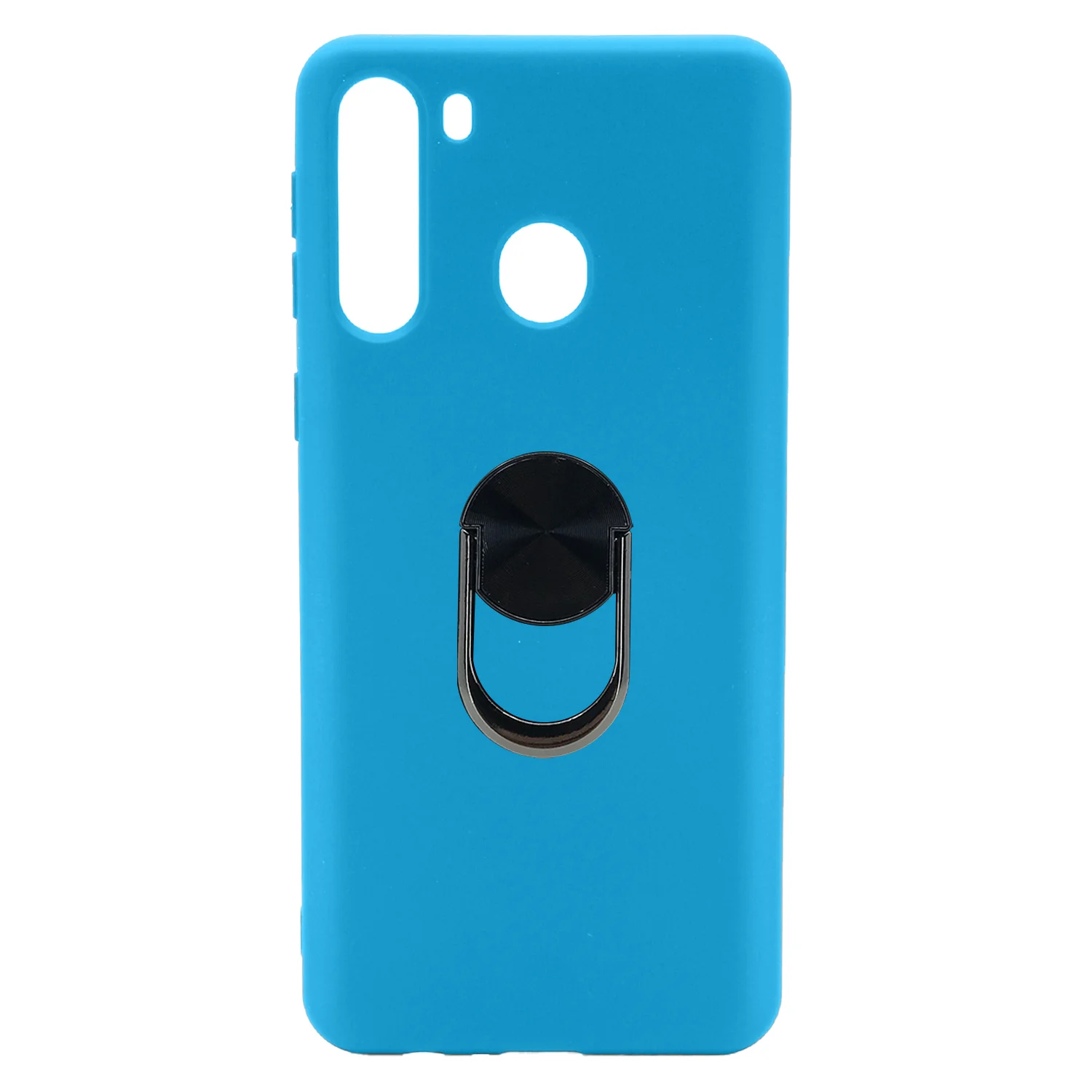 Nettech Samsung Galaxy A21 Uyumlu Leather Ring Nano Arka Koruma Kılıf (Mavi) NT-83015