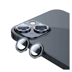 Nettech Apple iPhone 14 Uyumlu Diamond Taşlı Model Kamera Cam Koruyucu (Siyah) NT-97508