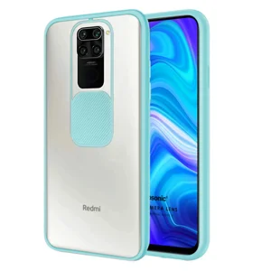 Nettech Xiaomi Redmi 9 Uyumlu Buzlu Kızaklı Kamera Korumalı Arka Koruma Kılıf (Turkuaz) NT-84610
