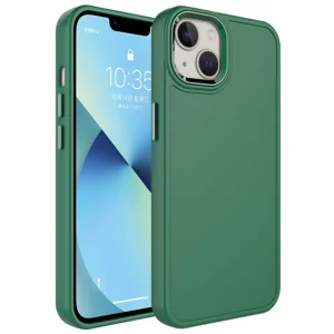 Apple iPhone 14 Plus Kılıf Metal Çerçeve ve Buton Tasarımlı Sert Zore Botox Kapak - Koyu Yeşil