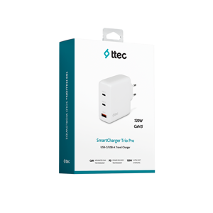 Ttec SmartCharger Trio GAN 120W PD Seyahat Hızlı Şarj Aleti 2 USB-C+USB-A 2SCG04B