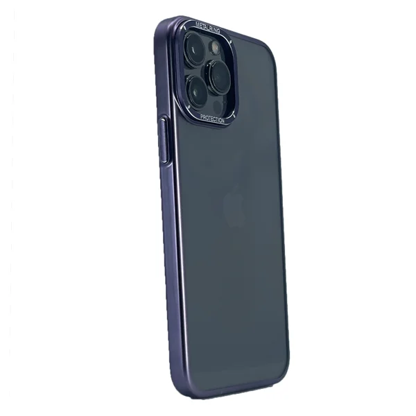Nettech Apple iPhone 14 Pro Uyumlu Mika Renkli Metal Çerçeveli Seri Arka Koruma Kılıf (Derin Mor) NT-100988 - 2
