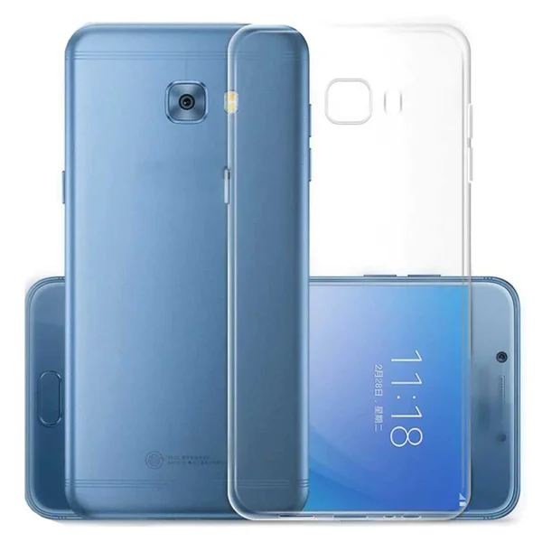 Galaxy C7 Kılıf Zore Kamera Korumalı Süper Silikon Kapak - Renksiz - 1