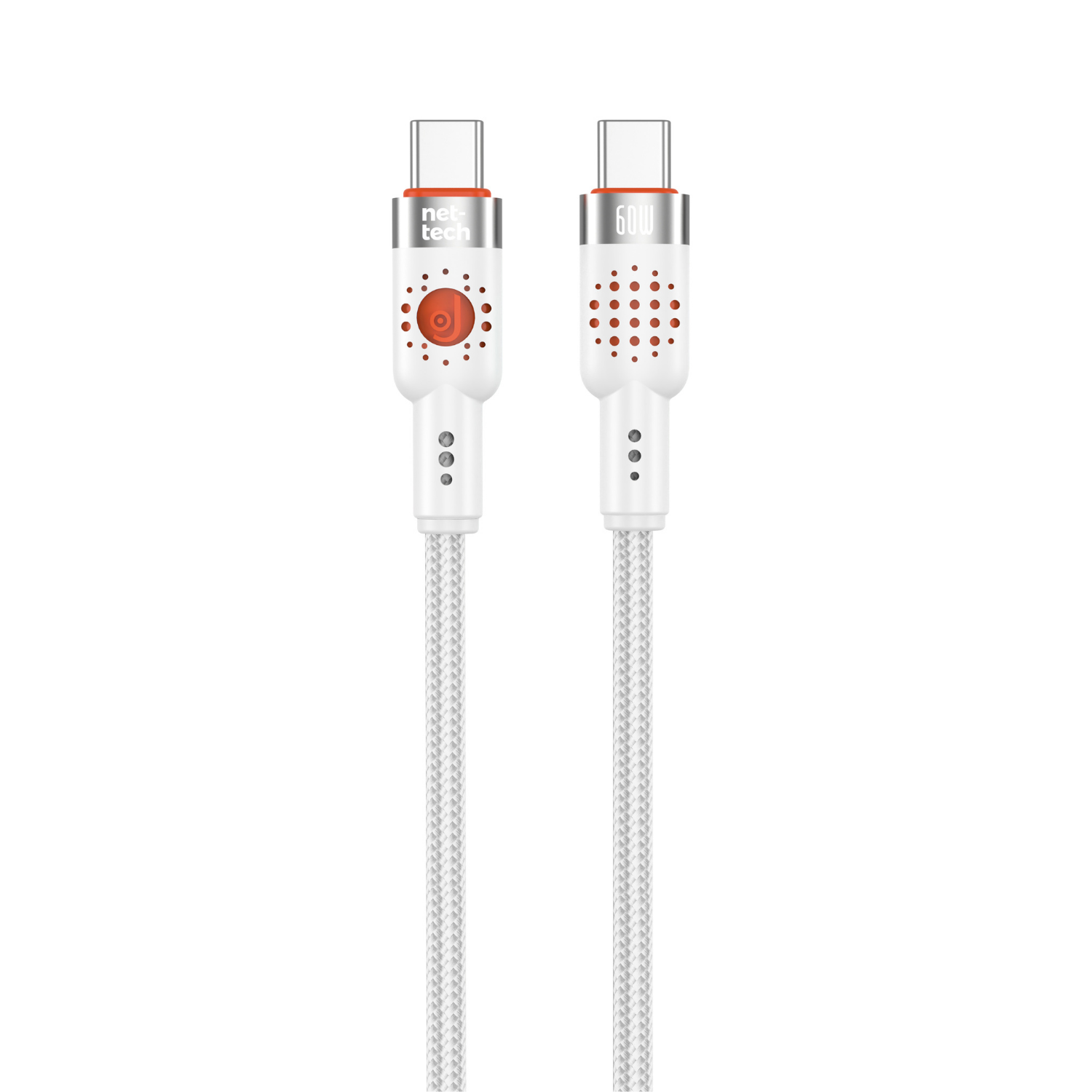Nettech NT-DC32 60W Plastik 100 Cm Type-C To Type-C Şarj ve Data Kablosu (Beyaz) NT-112031