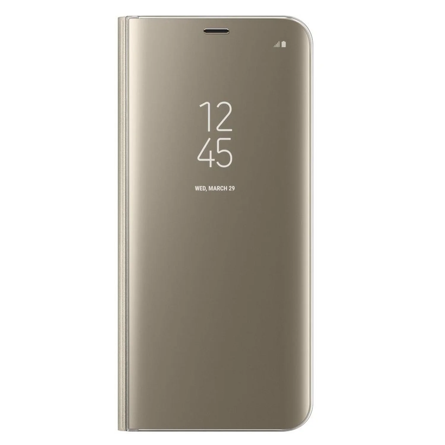 Nettech Huawei Y5 2018 Uyumlu Clear View Aynalı Kapaklı Kılıf (Gold) NT-85524