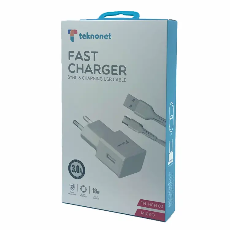 Teknonet TN-HCH03 18W 3000 mAh Micro Kablo + Şarj Aleti (Beyaz) NT-92559