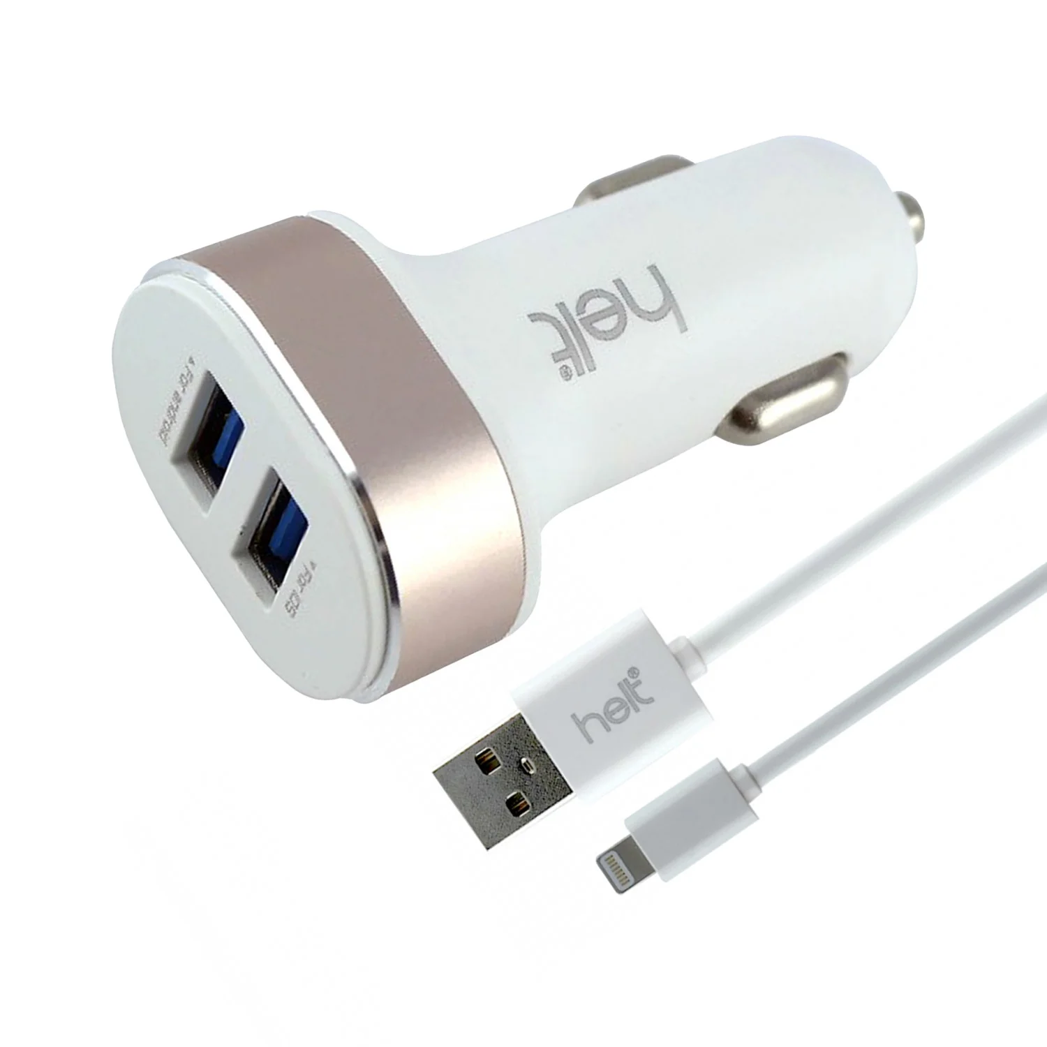 Helt HT-17 5W 2 Çıkışlı Lightning Kablo + Araç Şarj Aleti (Beyaz) NT-14575