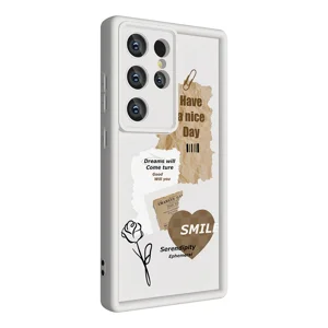 Galaxy S24 Ultra Kılıf Kamera Korumalı Baskılı Arka Yüzey Zore Klas Kapak - Beyaz