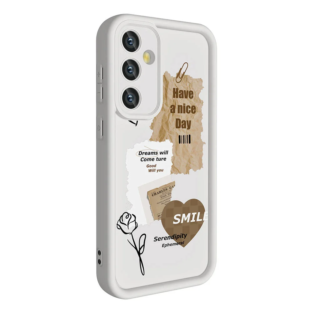 Galaxy S24 Kılıf Kamera Korumalı Baskılı Arka Yüzey Zore Klas Kapak - Beyaz