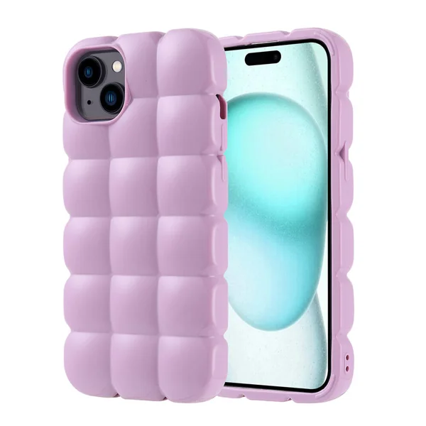 Apple iPhone 15 Plus Kılıf Parlak Esnek Silikon Zore Dom Dom Kapak - Lila - 1