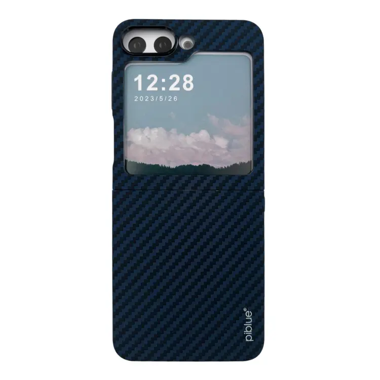 Nettech Samsung Galaxy Z Flip 5 Uyumlu Karbon Seri Arka Koruma Kılıf (Lacivert) NT-111518