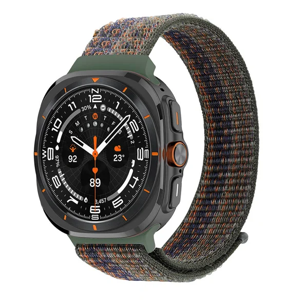 Galaxy Watch Ultra 47mm Zore KRD-03 Hasır Kordon - Yeşil-Turuncu - 1