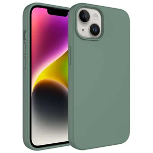 Apple iPhone 14 Plus Kılıf Sıvı Teknolojili Silinebilir Sert Zore Kivi Kapak - Koyu Yeşil