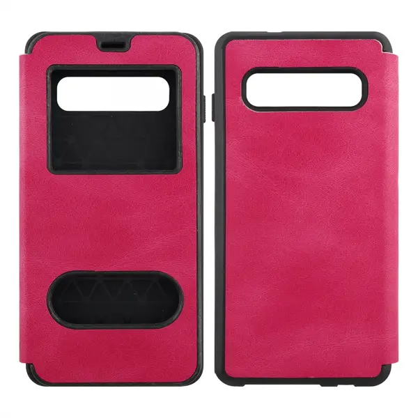Nettech Samsung Galaxy S10 Uyumlu Pencereli Kapaklı Kılıf (Pembe) VR-14092