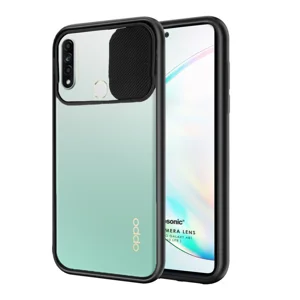 Nettech Oppo A31 Uyumlu Buzlu Kızaklı Kamera Korumalı Arka Koruma Kılıf (Siyah) NT-84639