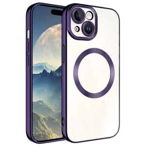 Apple iPhone 15 Plus Kılıf Magsafe Wireless Şarj Özellikli Zore Setro Silikon - Derin Mor