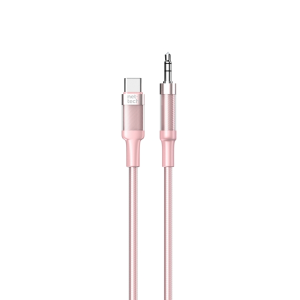 Nettech NT-AC07 Plastik 100 Cm Type-C To Aux Kablosu (Pembe) NT-108332 - 1