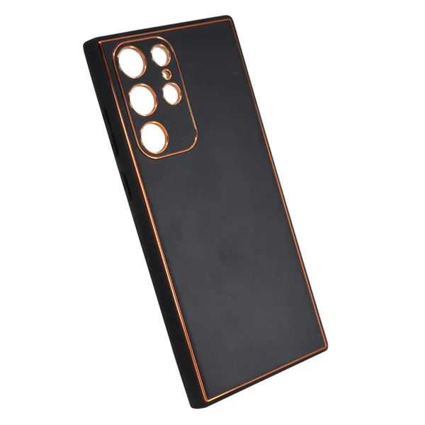 Nettech Samsung Galaxy S22 Ultra Uyumlu Coco Leather Seri Arka Koruma Kılıf (Siyah) NT-93525 - 2